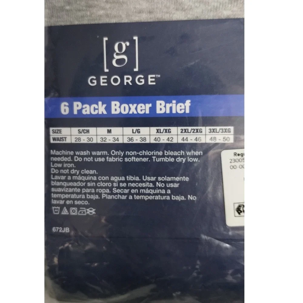 George 3XL‎ Mens 6 Pack Boxer Briefs Antimicrobial Moisture Wicking Underwear